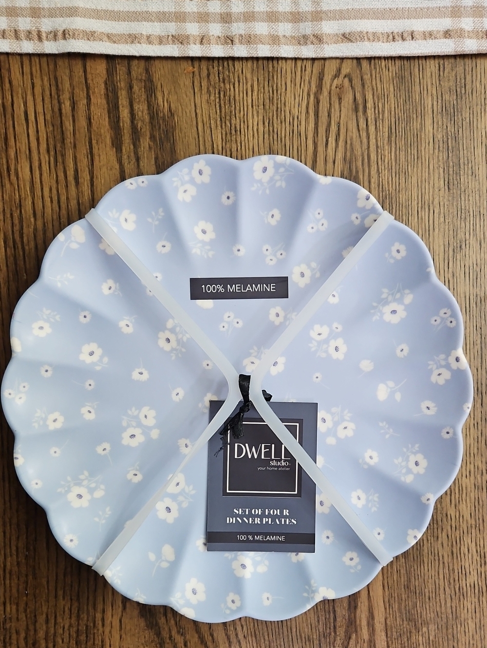 Light Blue Floral Dinner Plates - Set of 4